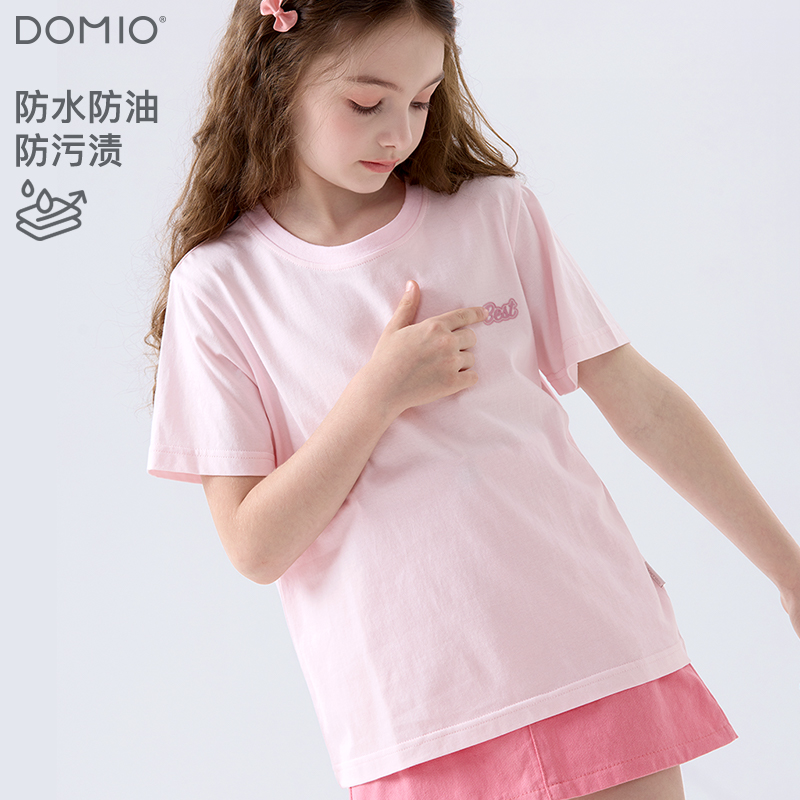 现货【黑科技系列】女童三防短袖25夏季儿童纯棉儿童白T恤休闲透气