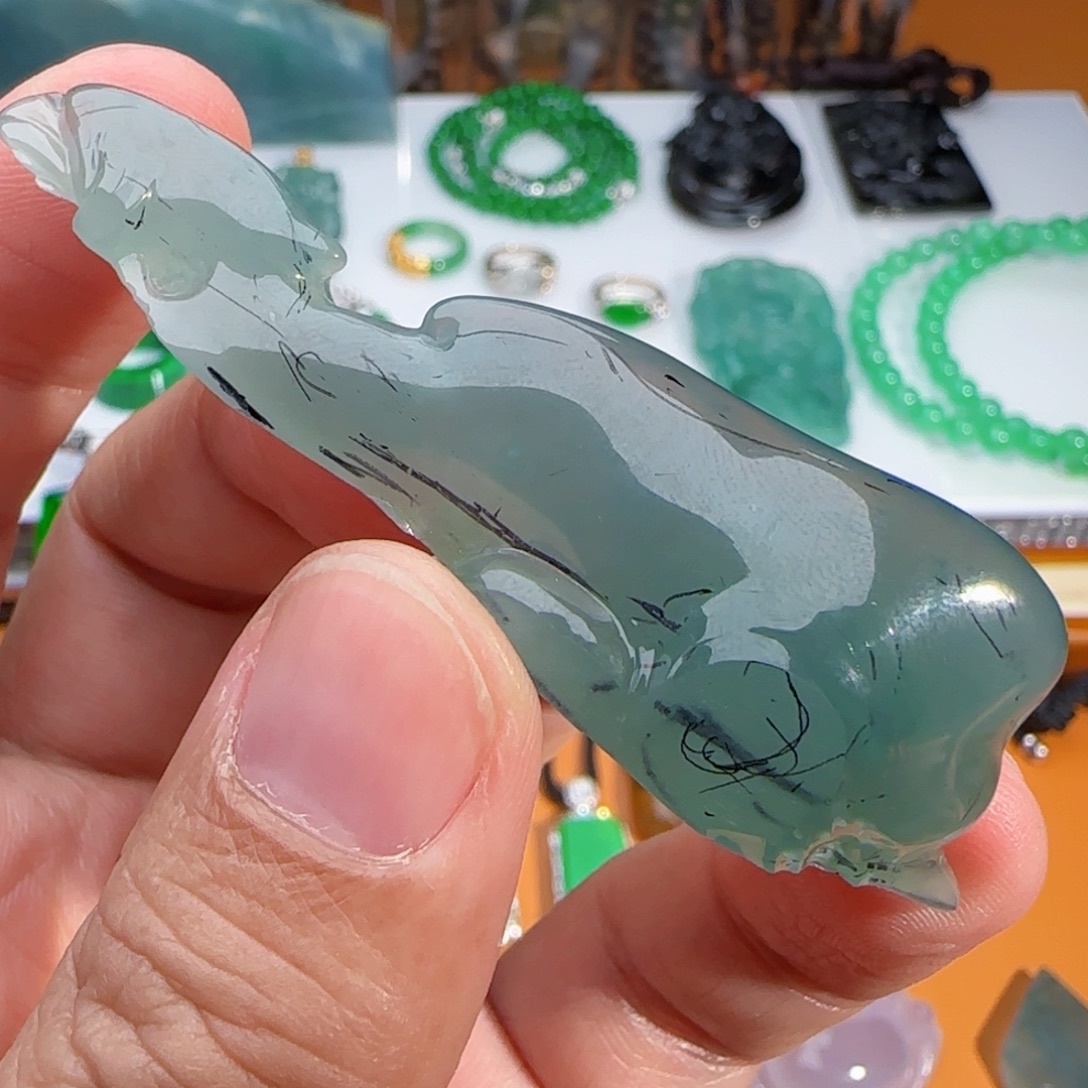 定制翡翠未镶嵌冰晴蓝材料 