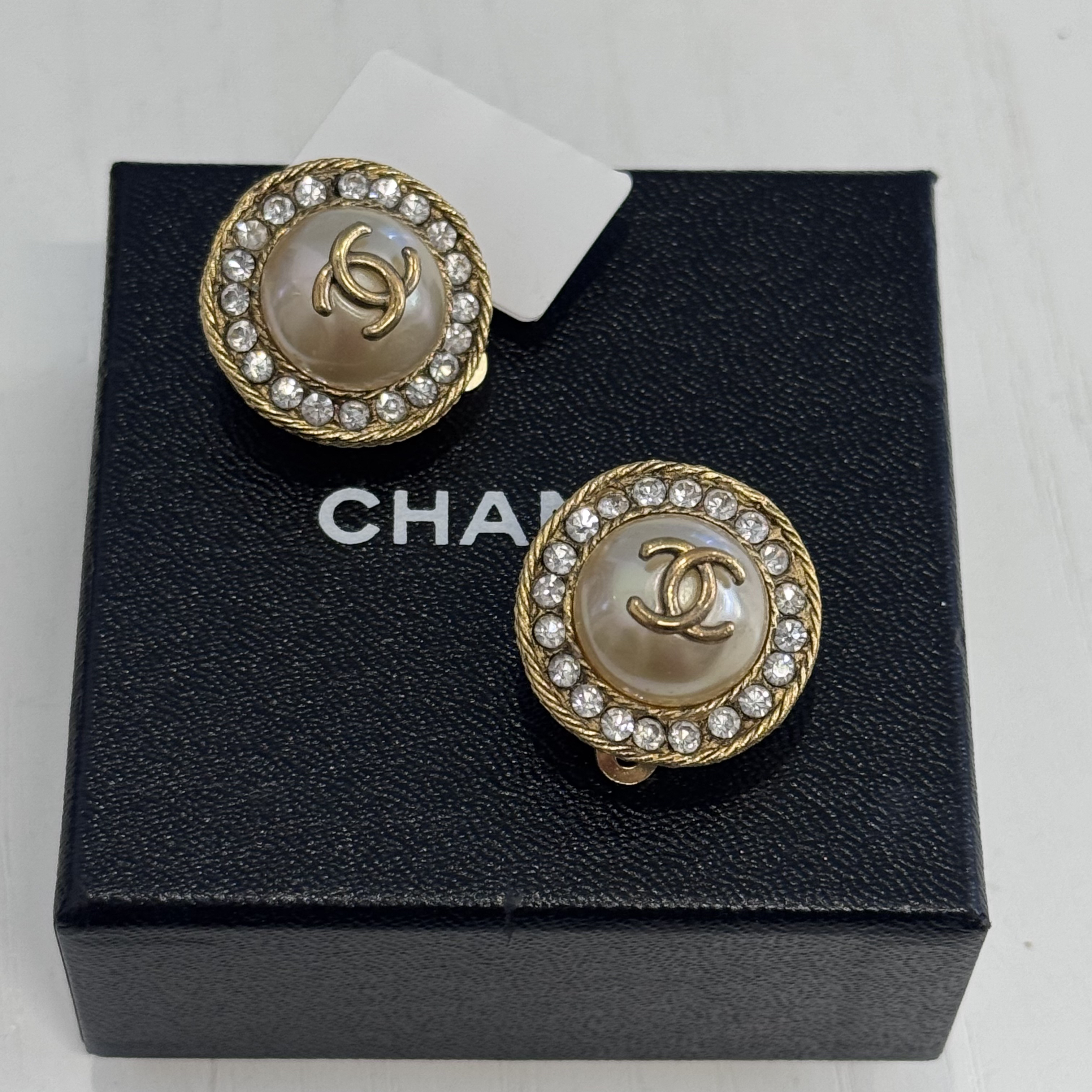 95新 Chanel/香奈儿 香奈儿珠珠密镶中古耳夹
