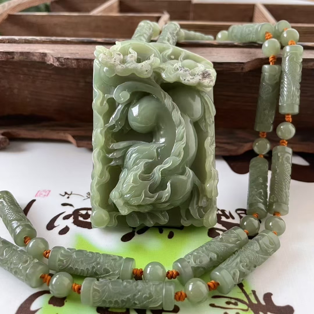 析木老玉貔貅挂件吊坠项链天然玉石手工雕刻