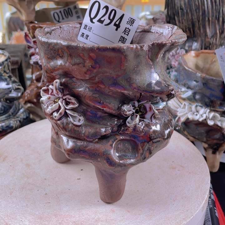 紫砂花盆景德镇陶瓷294瑕疵