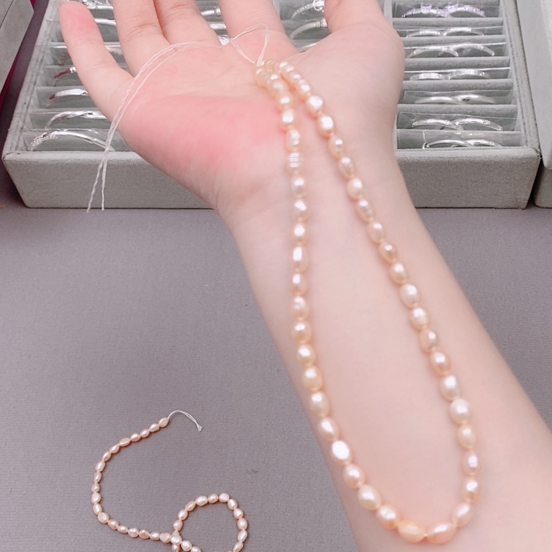 足银异性珠珠粉色半成品一条