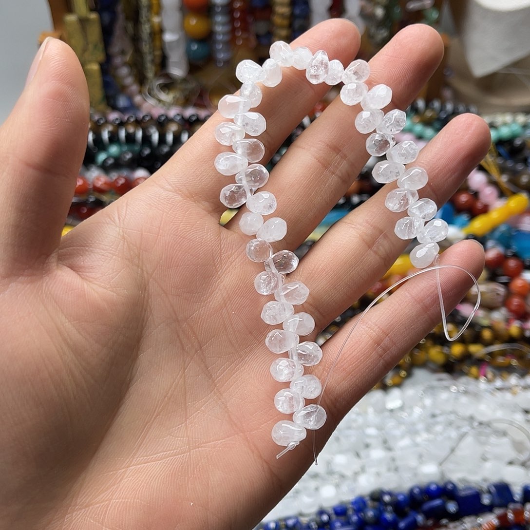 玛瑙/玉髓未镶嵌珠宝半成品6×8.5白水切面水滴短条