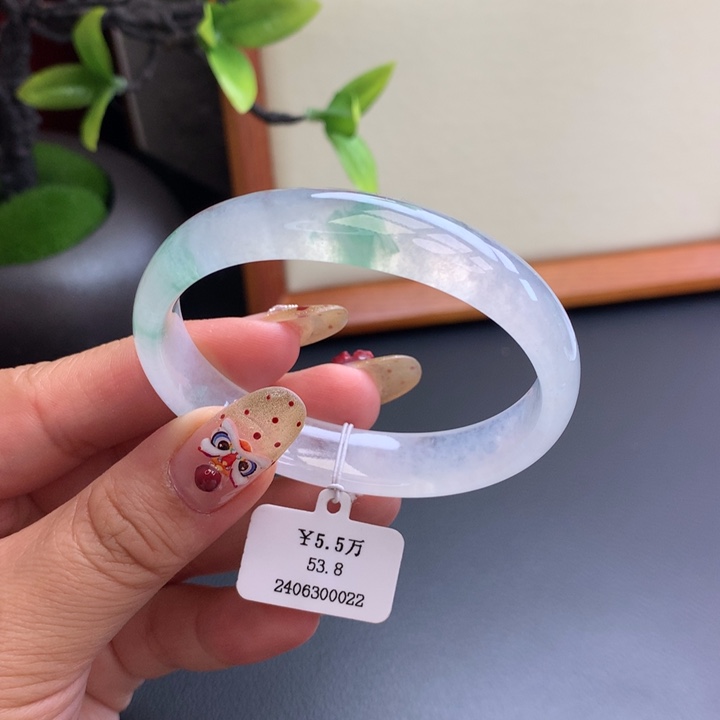 翡翠手镯未镶嵌54冰飘花贵妃