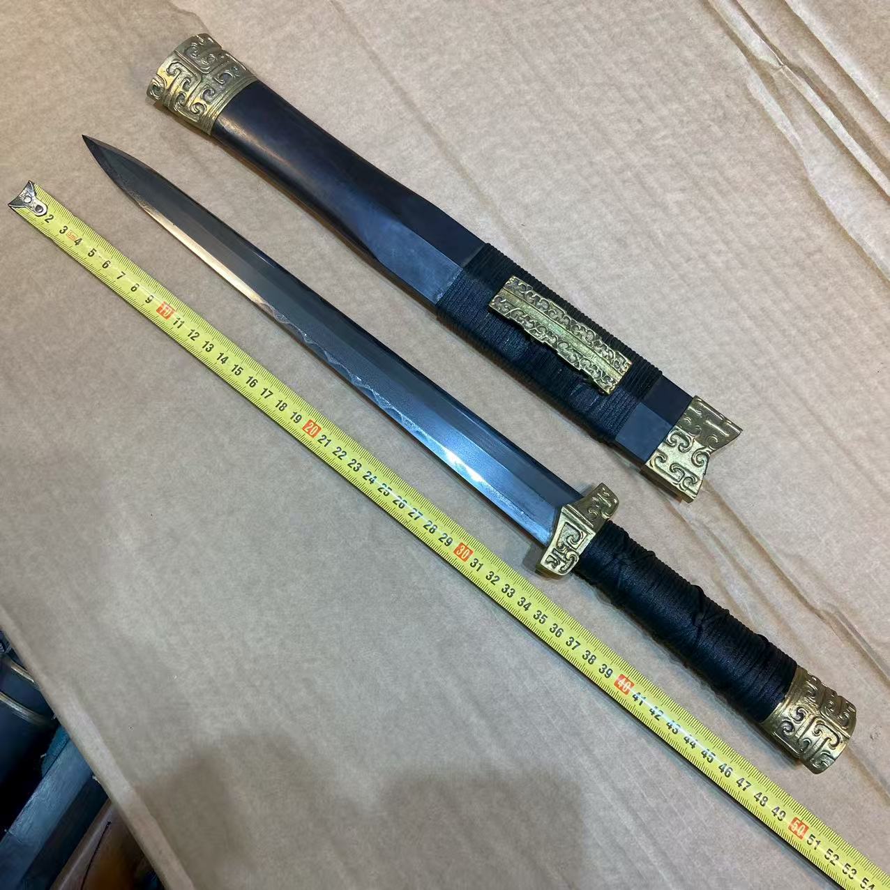 龙泉工艺刀剑小汉剑黑檀铜装八面剑乌兹钢短剑未开刃