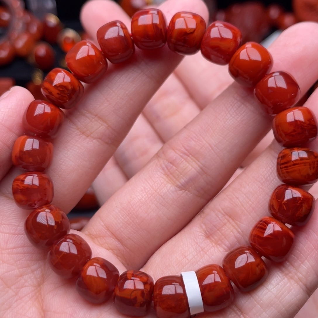 南红玛瑙未镶嵌珠宝奇石单圈10mm