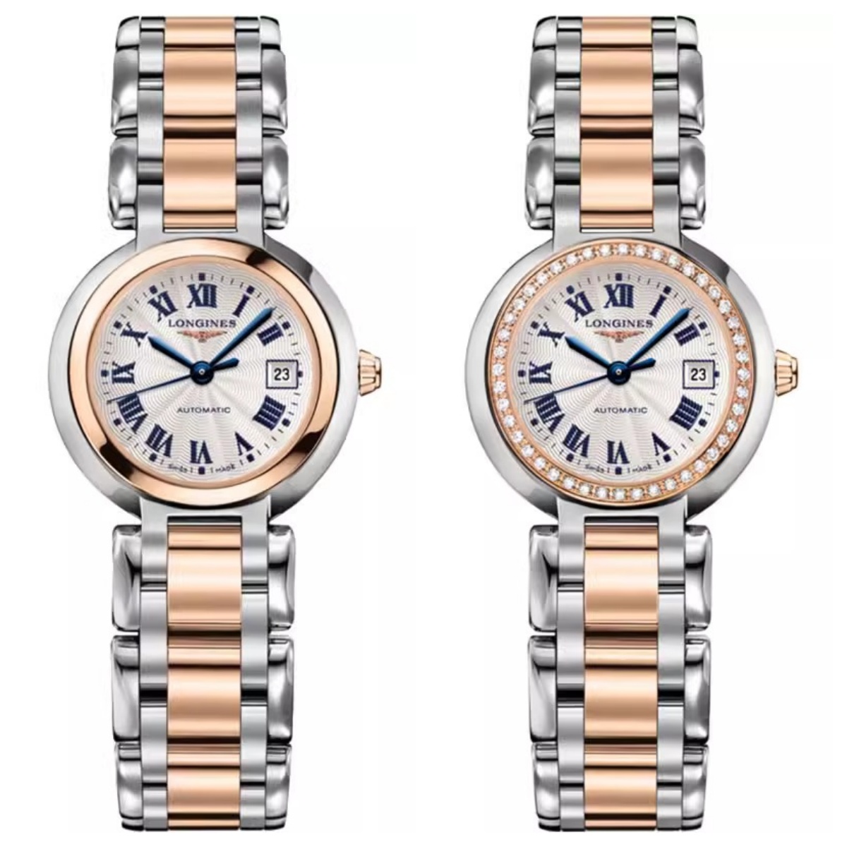 99新 Longines/浪琴 心月111/机械/玫瑰金罗马/表径26.5mm/女士