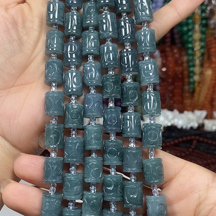 玛瑙/玉髓未镶嵌珠宝半成品天然蓝水翡翡卡9.5*12mm10颗