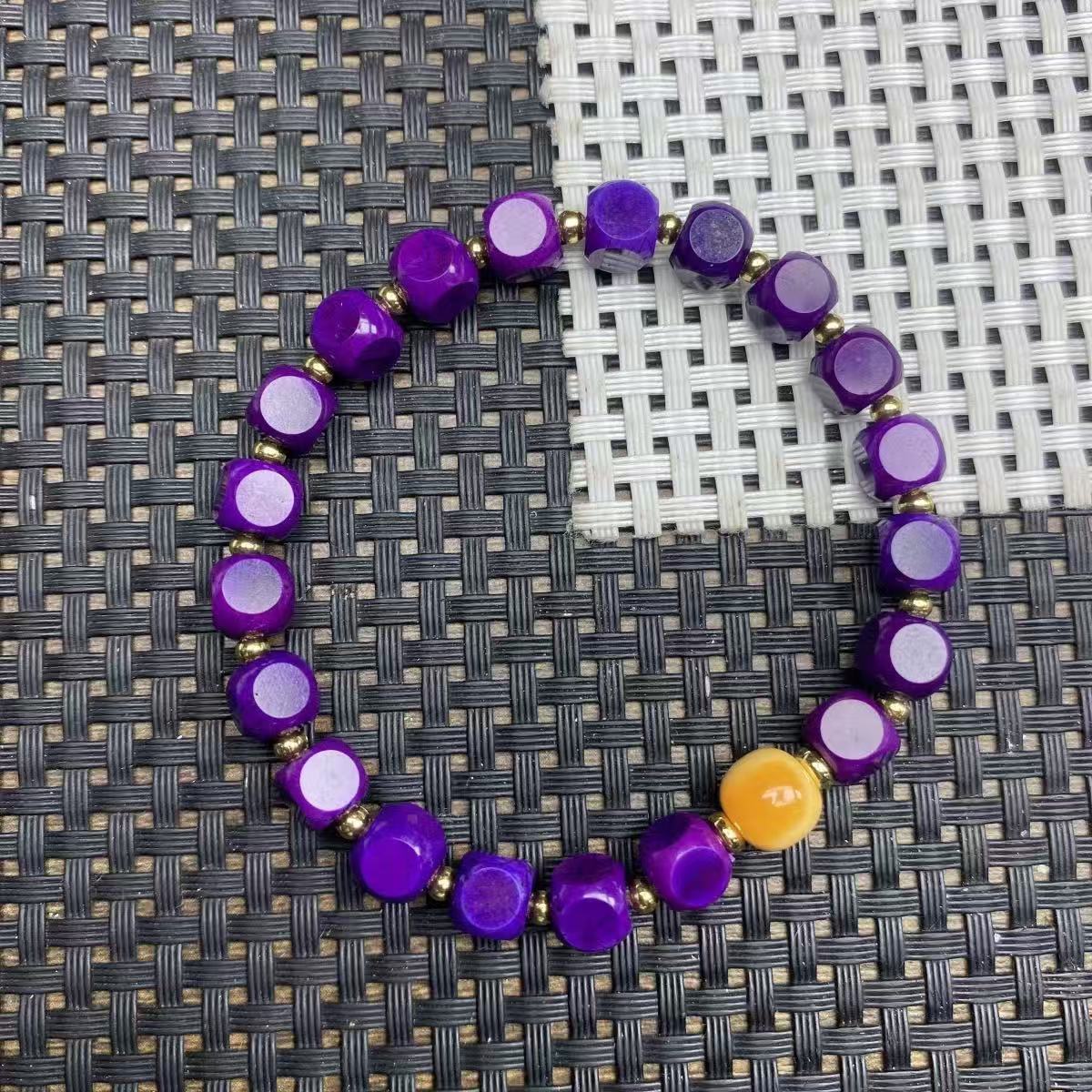 紫色六面珠7mmDIY方糖手串 859