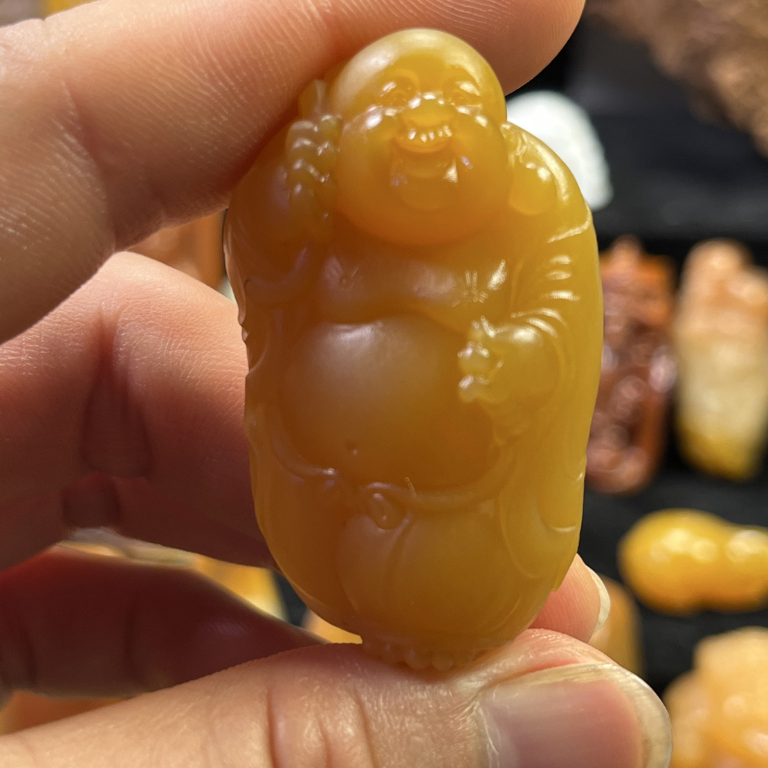 缅黄冰料立体佛挂件