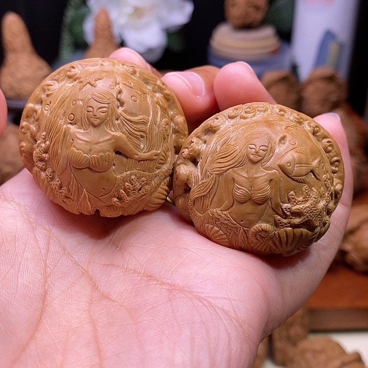 【闪购商品】核桃手串/手链?**哥美人鱼雕刻