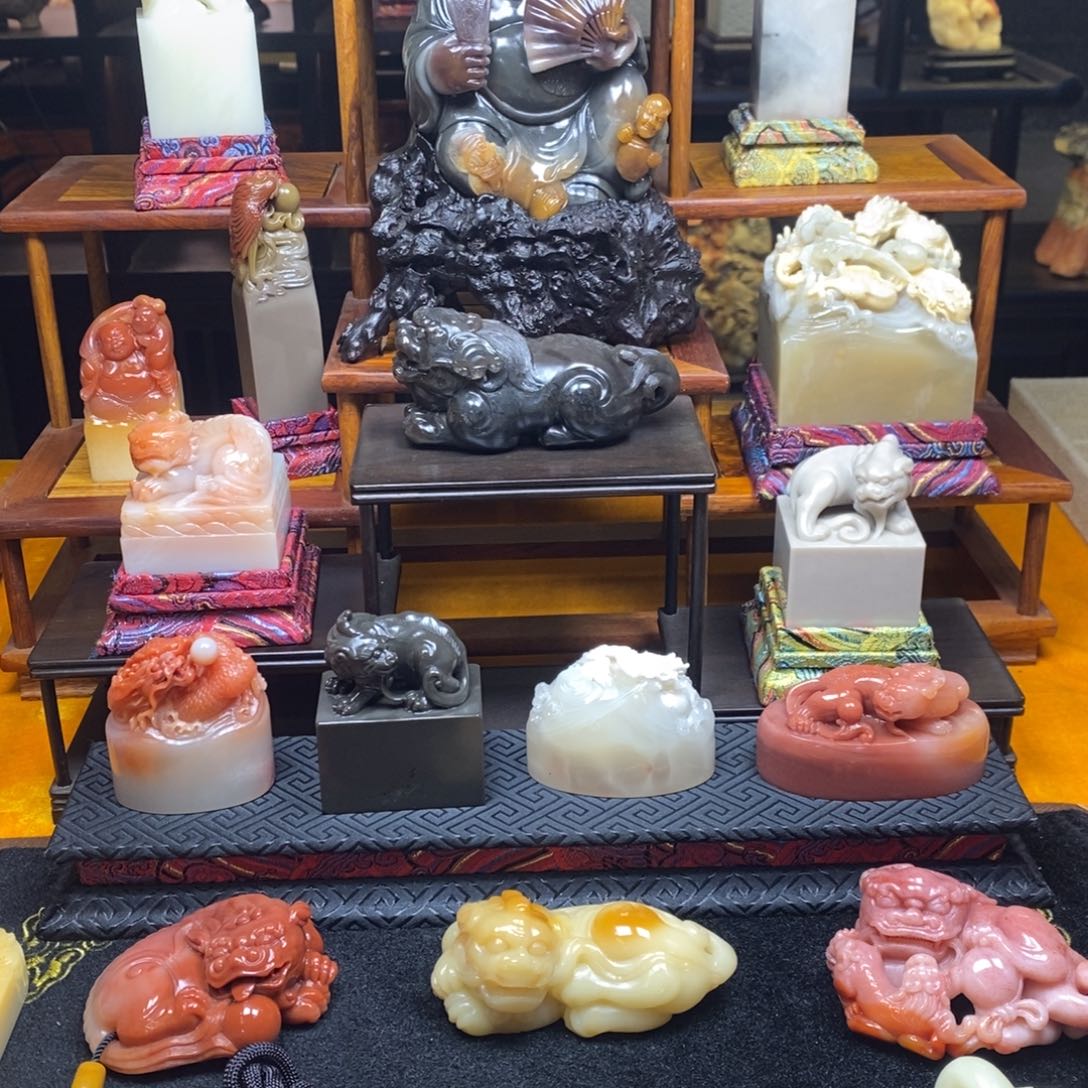 寿山石印石红红火火好好好