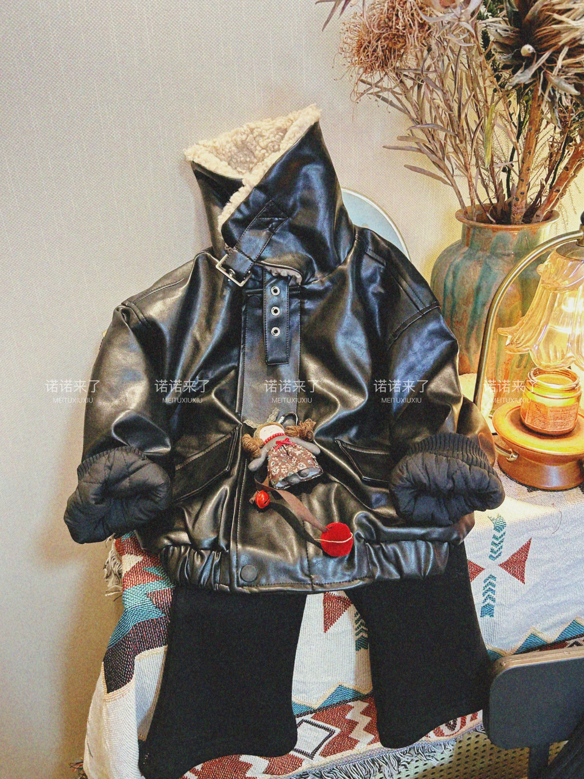 女童皮衣2025冬款韩版皮衣加棉厚外套羊羔毛翻领保暖大衣棉服棉衣