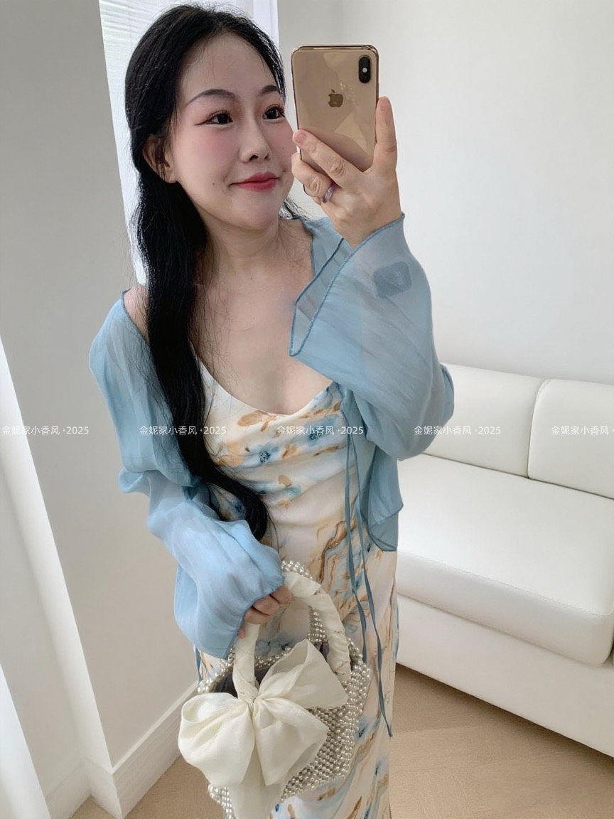 【金妮家小香风】裙碎花吊带夏季长裙连衣裙印花外搭设计师港风一套