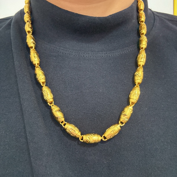 合金项链 【精工】橄榄空心项链男士轻奢高级感