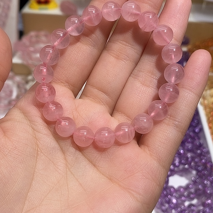 水晶手链未镶嵌天然粉水晶手链