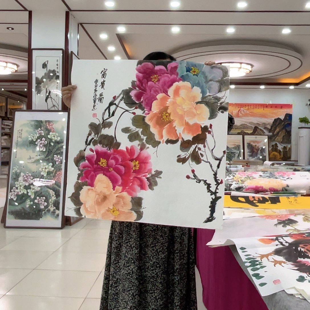 国画纯手绘的花鸟山水