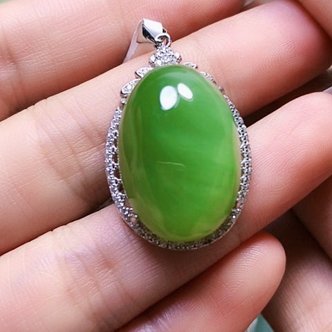 和田玉银S925镶嵌挂件