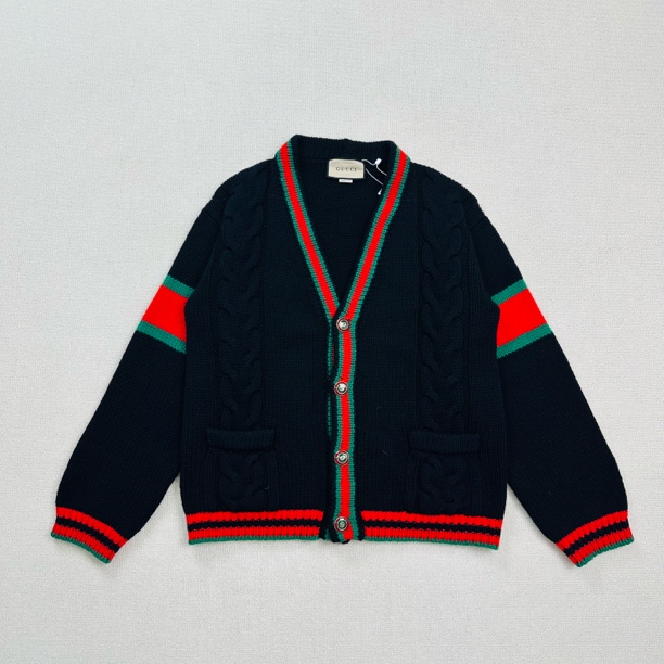 99新 GUCCI/古驰 红绿拼接开衫外套/S码/WL2284