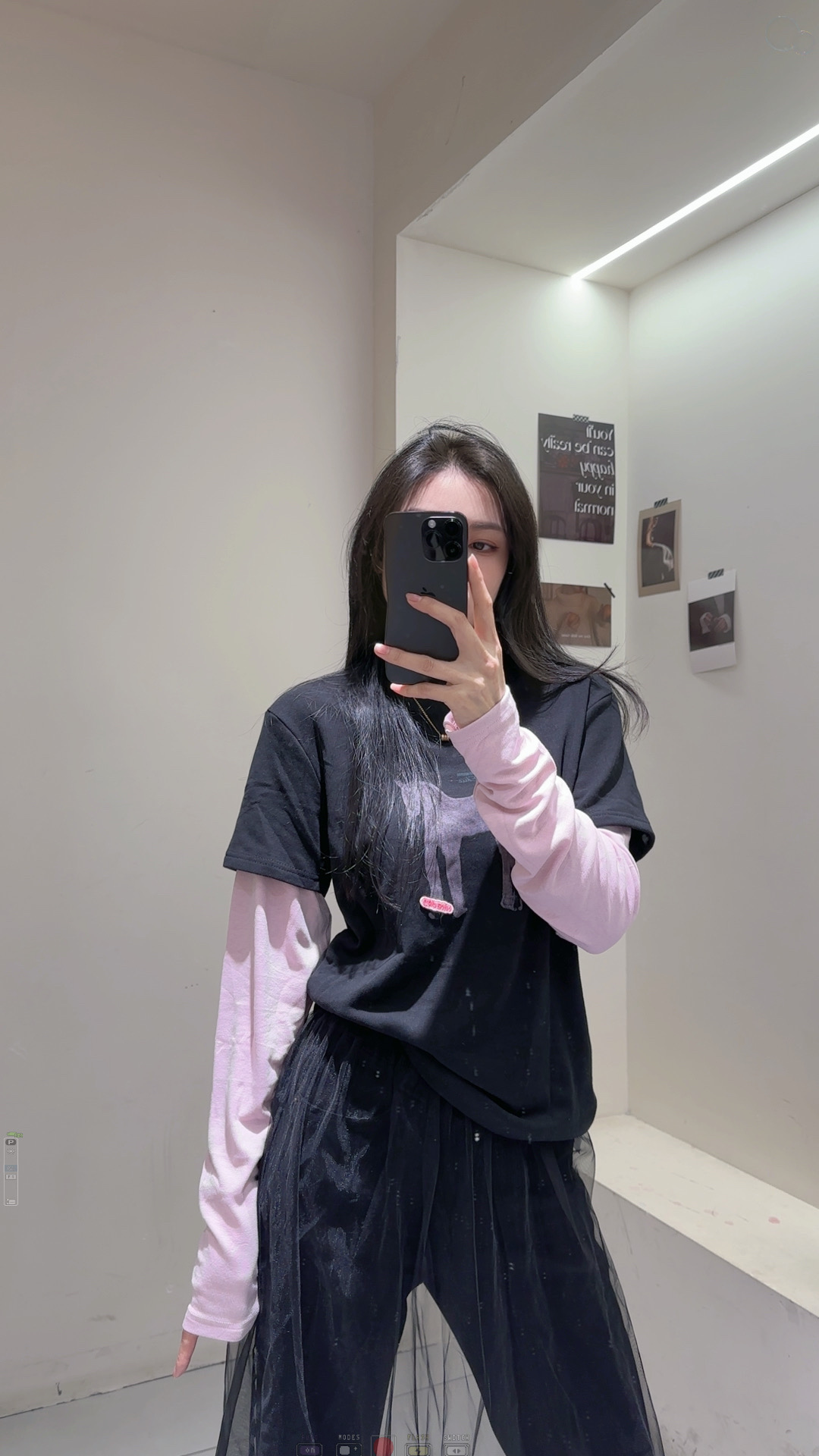 韩系秋冬新款叠穿设计感打底衫女时尚气质小马印花假两件T恤上衣