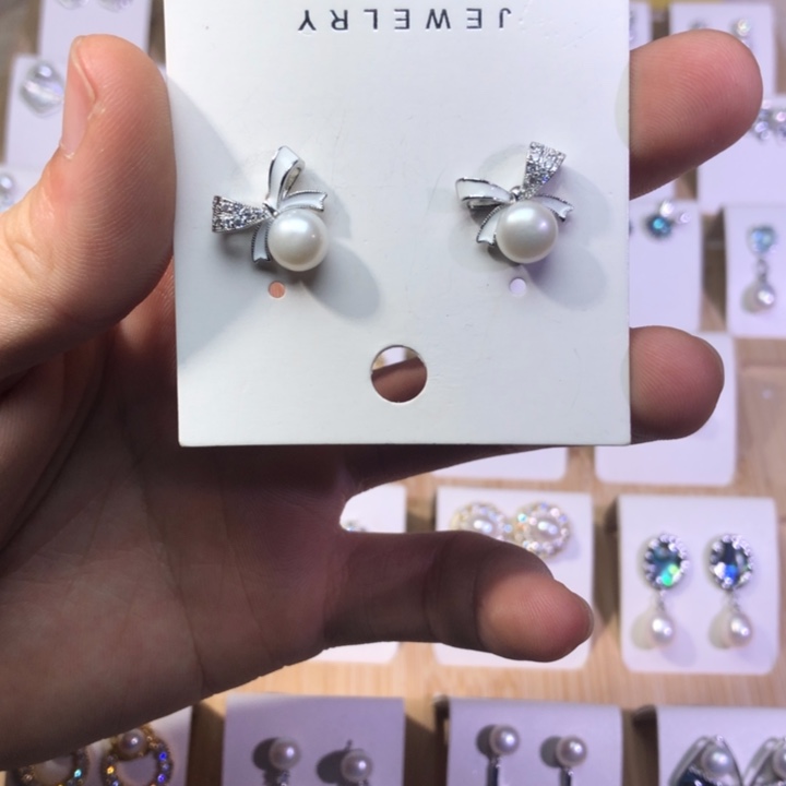 淡水珍珠耳饰银S925镶嵌