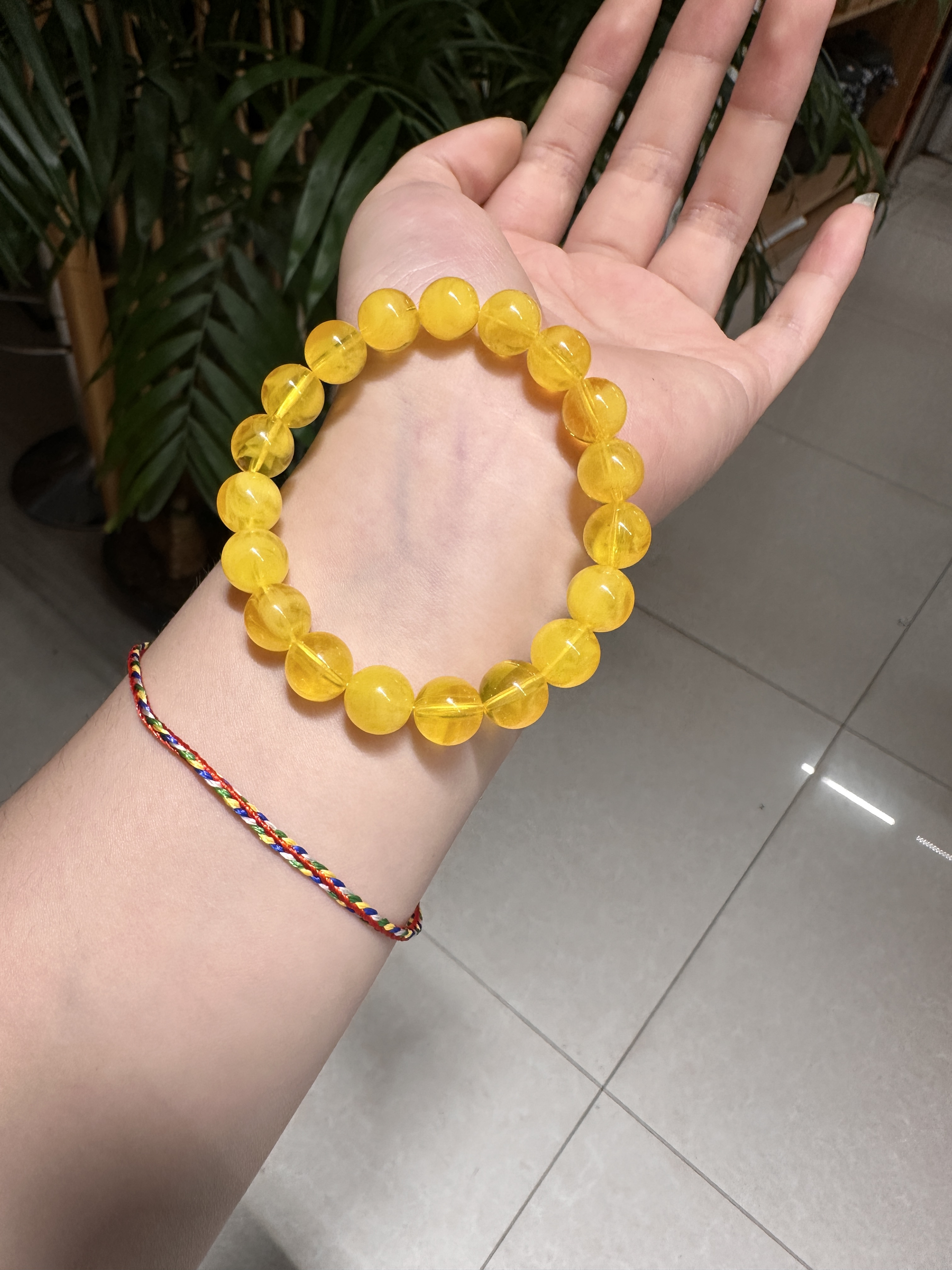 满蜜鸡油黄卡9+毫米单圈手串