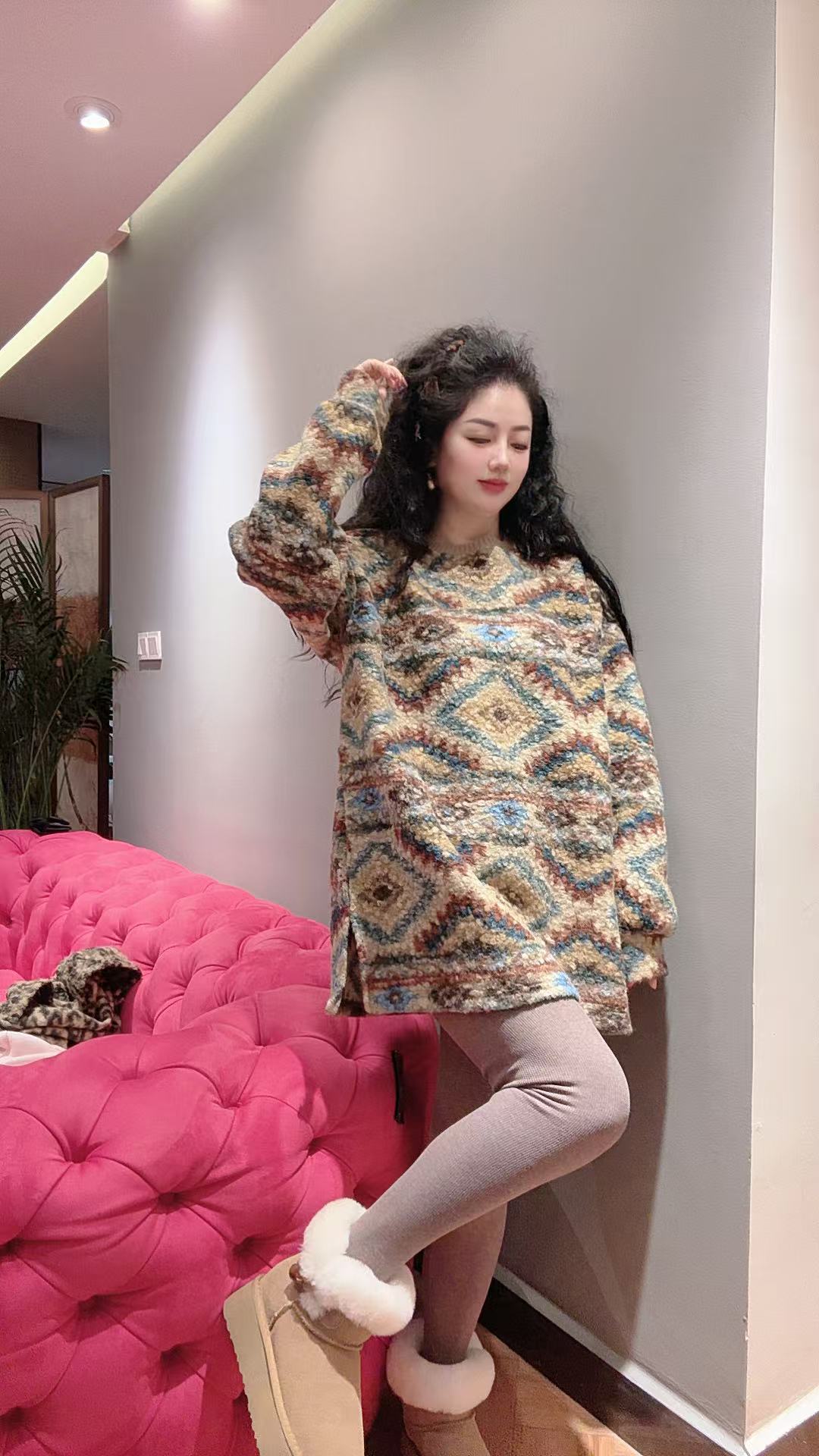 Chouduoduo 北欧庄园 秋冬圆圈绒宽松慵懒上衣（现货）