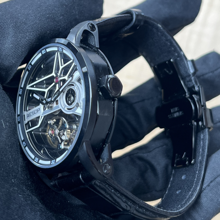 AESOP/伊索男士镂空手动陀飞轮机械轻奢腕表防水潮流时尚手表7053