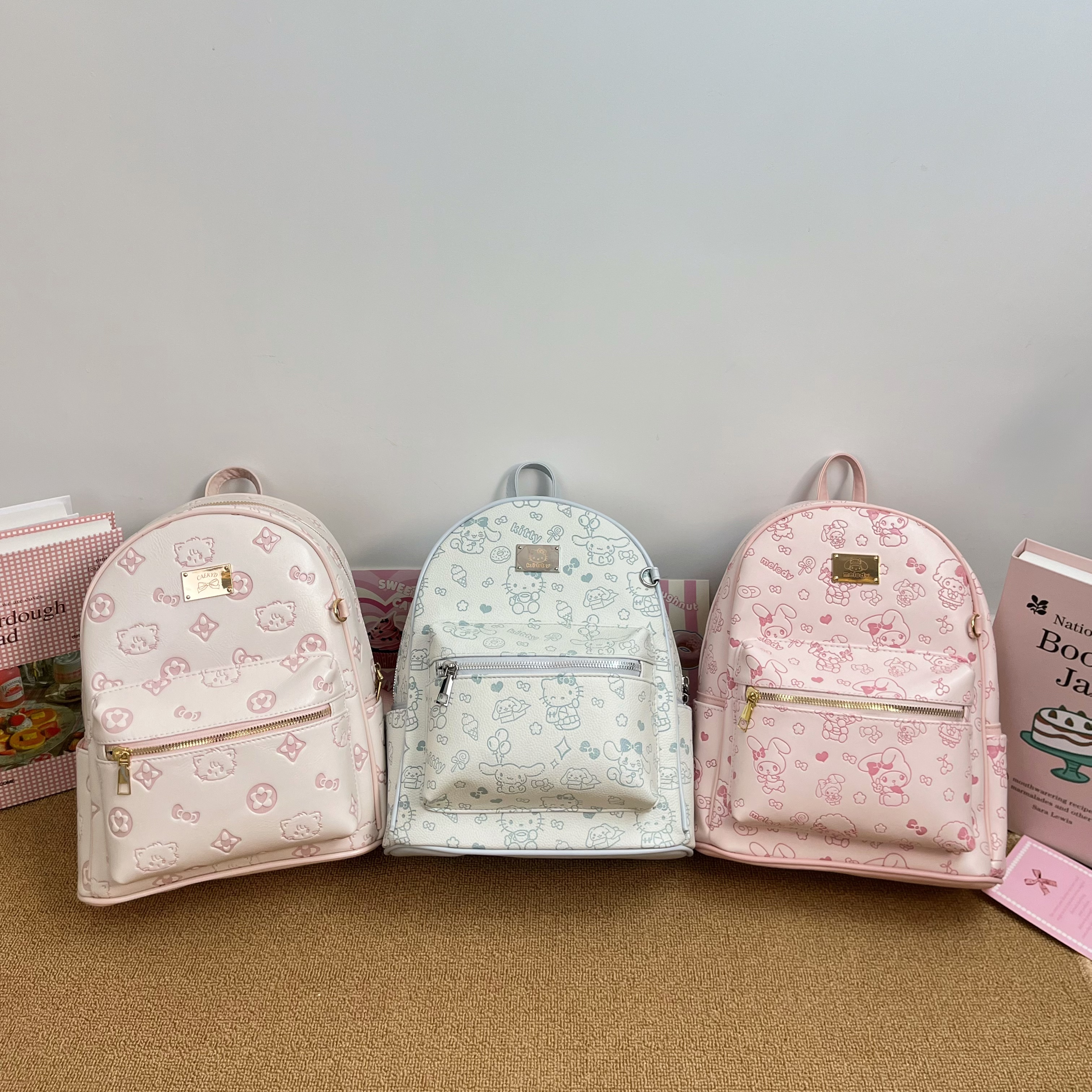 【泡泡糖三丽鸥】超可爱压花卡通双肩背包可a4防水四色