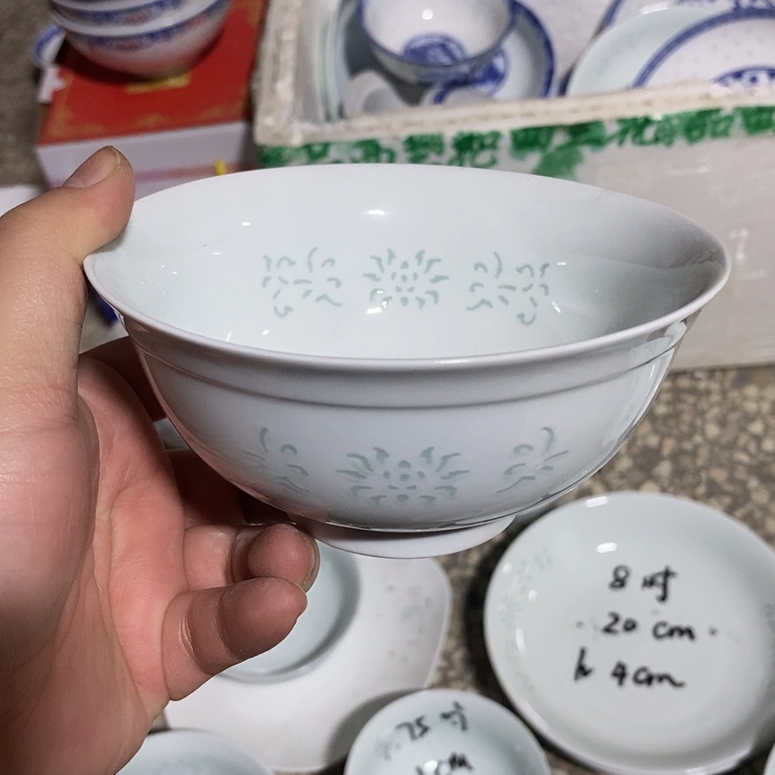 瓷摆件5寸高温玲珑瓷碗2支