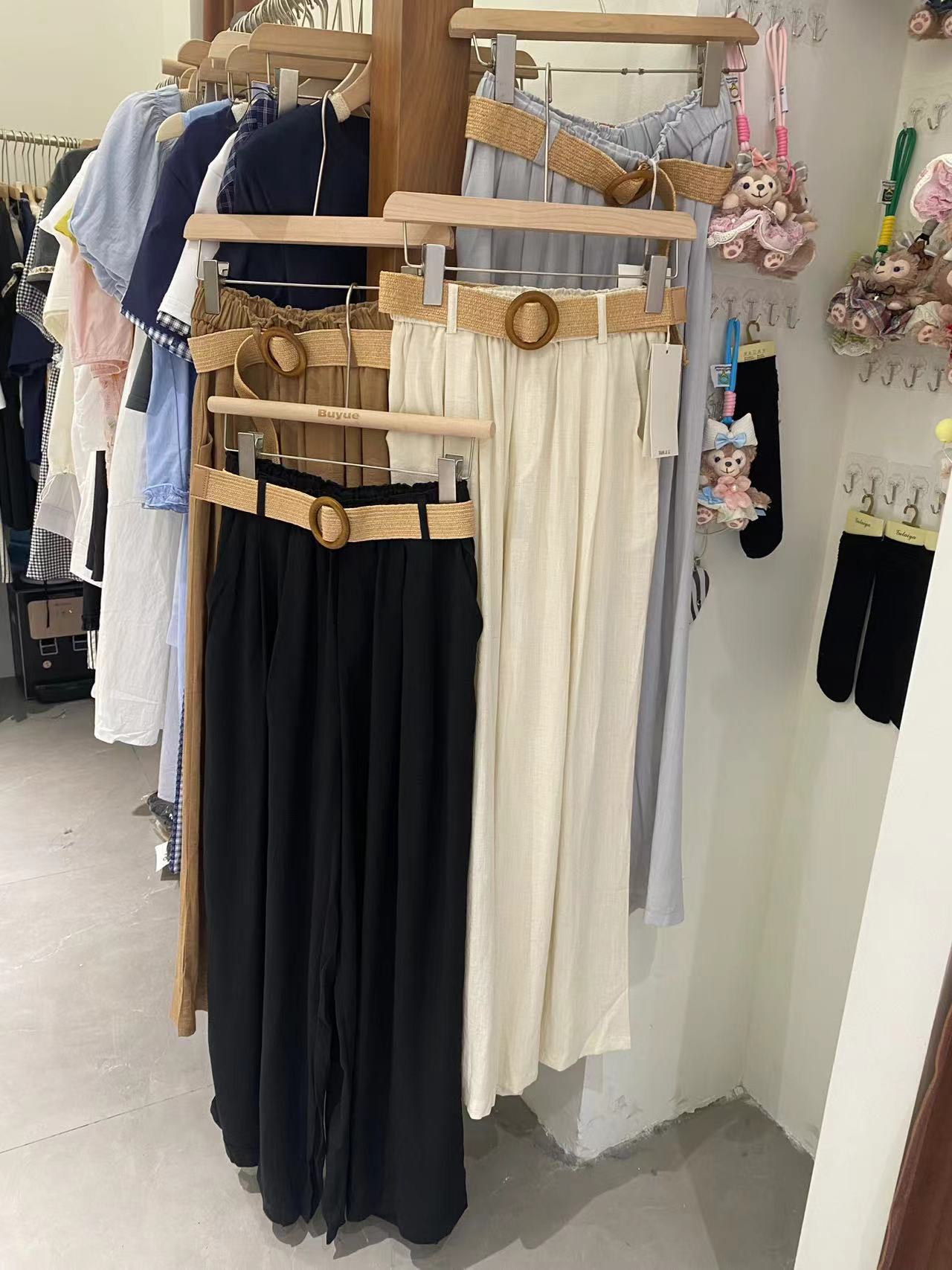 步月【BY 98981】腰带休闲裤