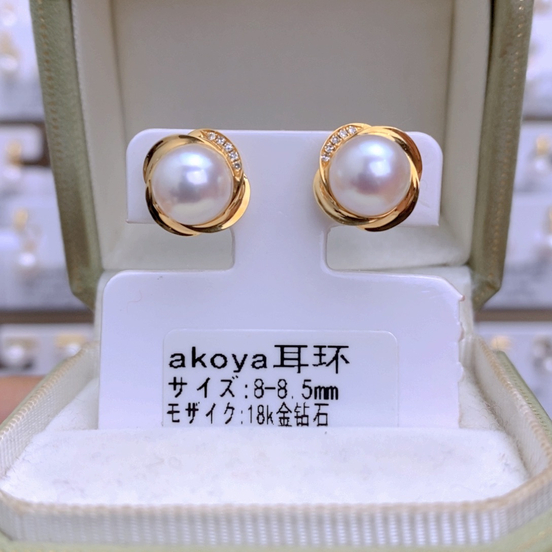 海水珍珠耳饰18K金镶嵌