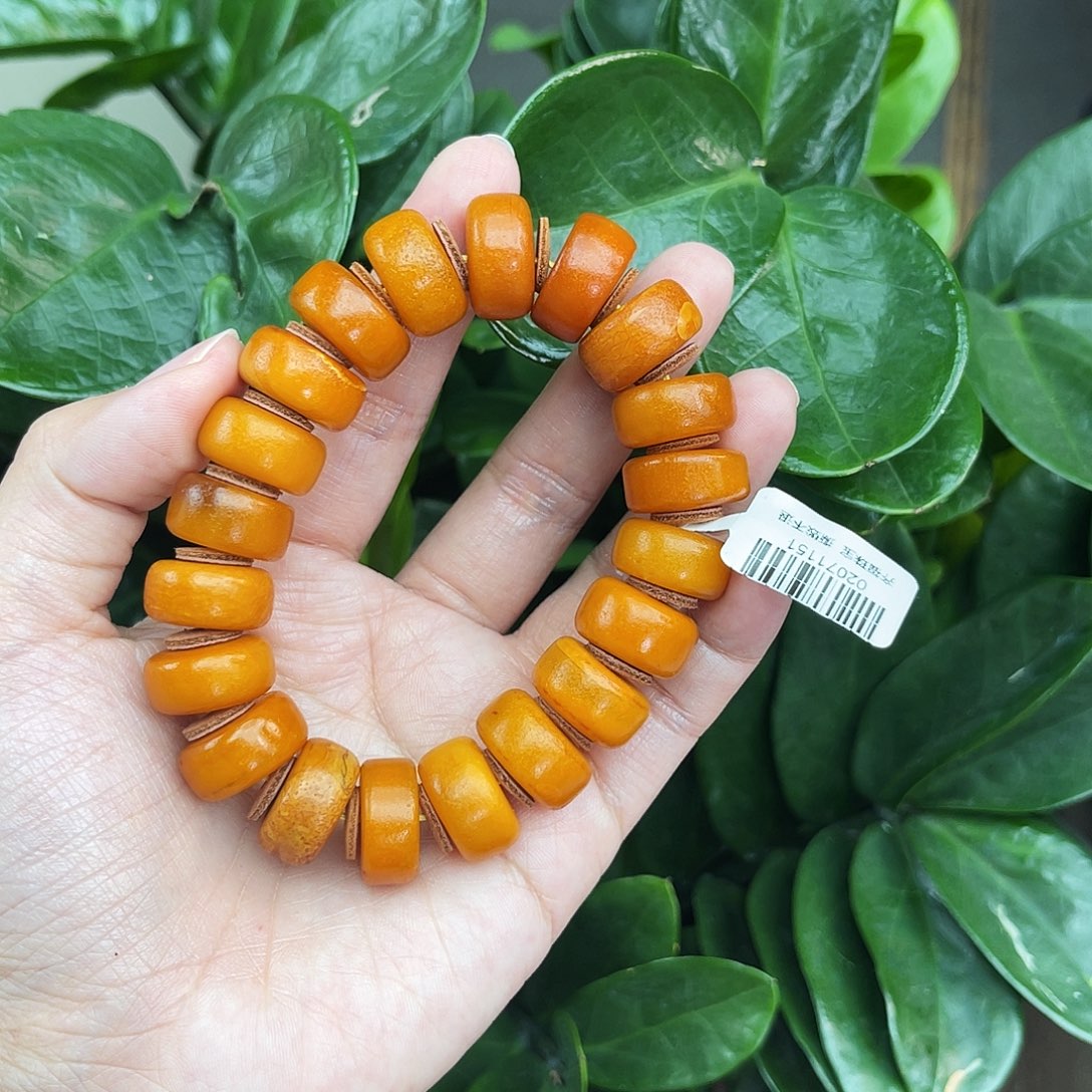琥珀未镶嵌手链16m橘皮