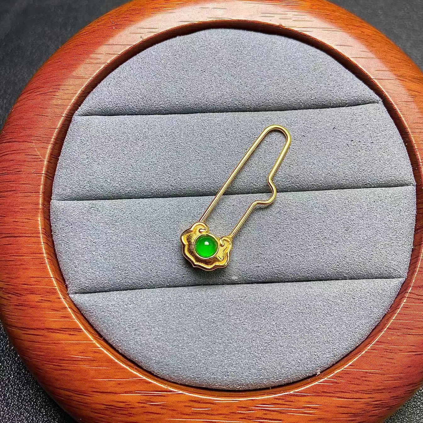 （扣针）天然a货翡翠 s925镶嵌