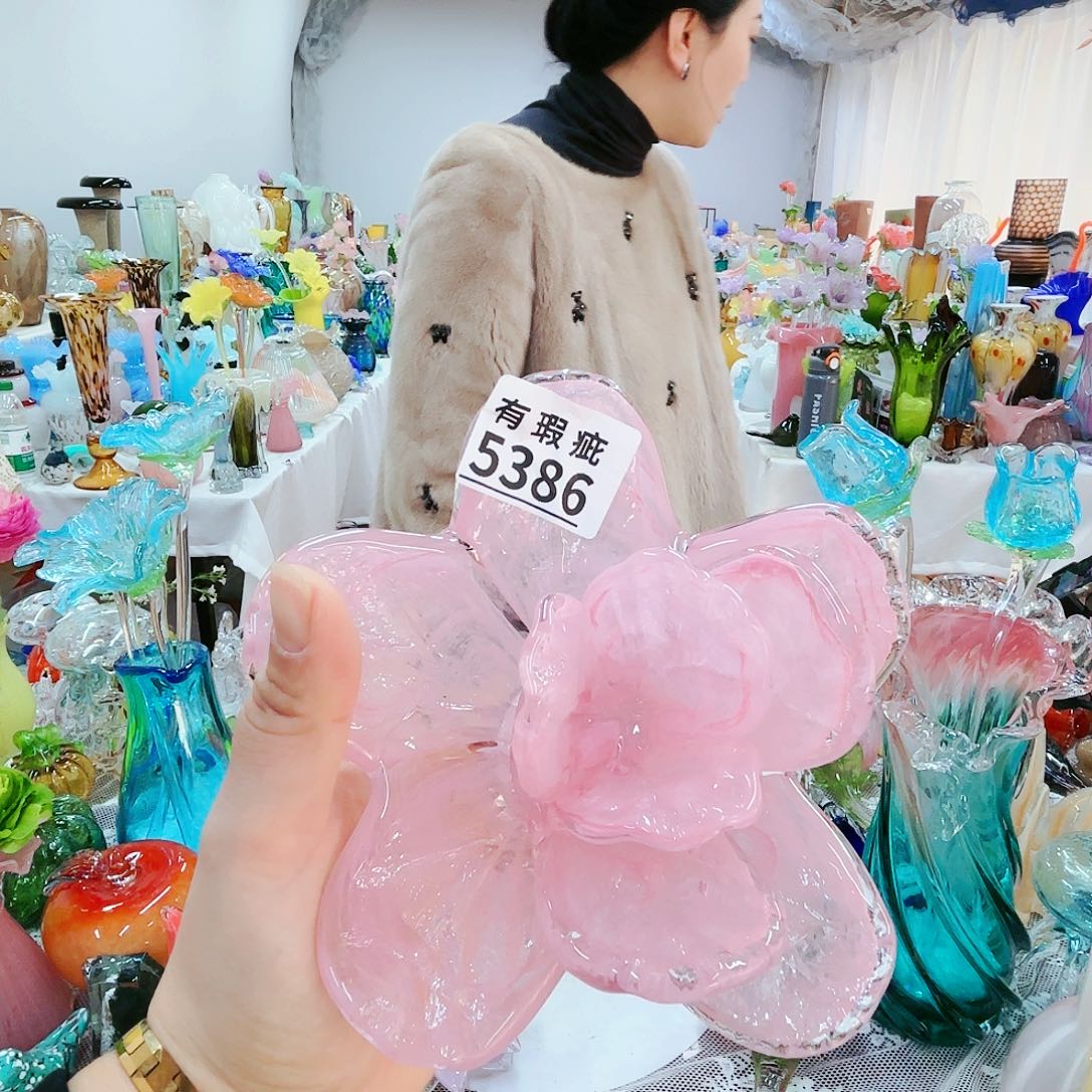瑕疵福利不退不换琉璃花瓶艺术品