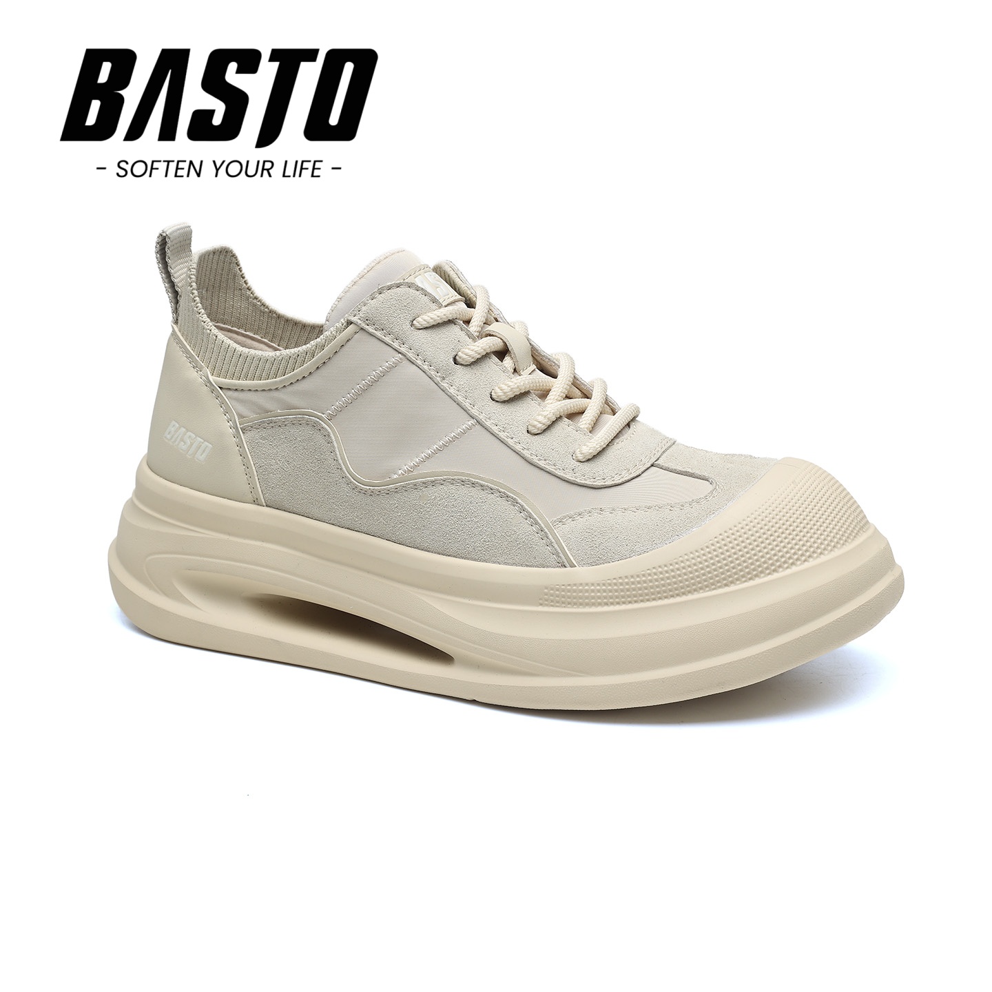 百思图上新圆头增高6公分休闲风情侣时尚百搭鞋系带舒适百搭厚底