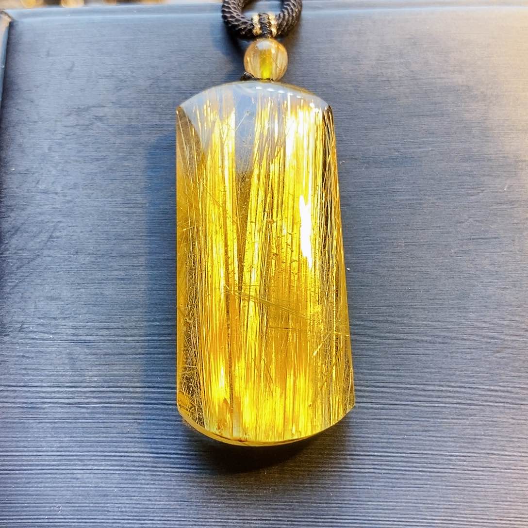 发晶颈饰未镶嵌天然钛晶无事牌吊坠