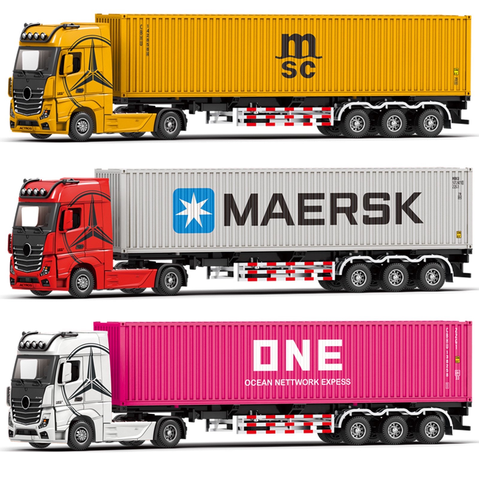 1:24重型集装箱货柜车模型仿真合金运输车大货车男孩玩具