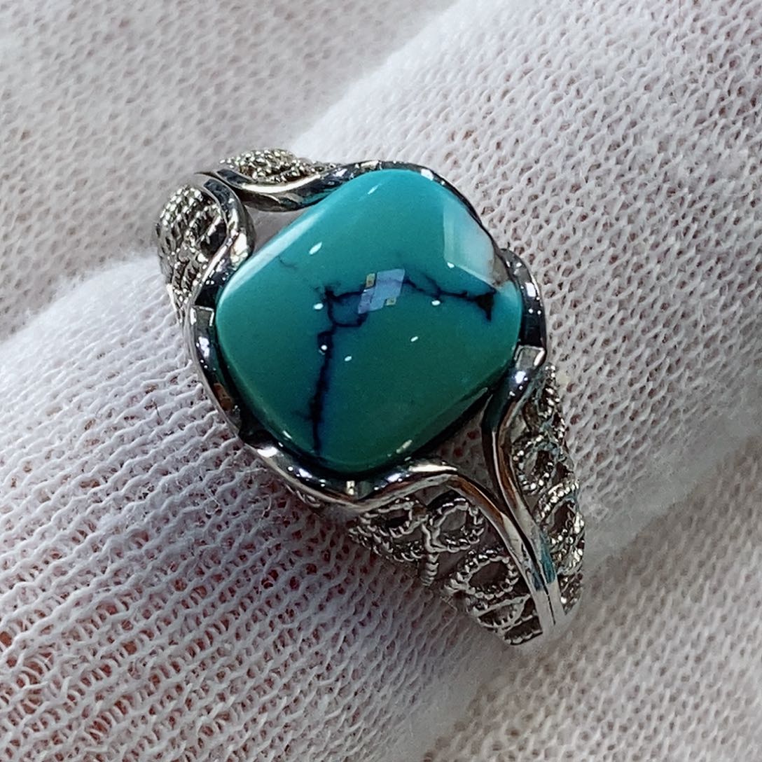 绿松石珠宝奇石银S925镶嵌