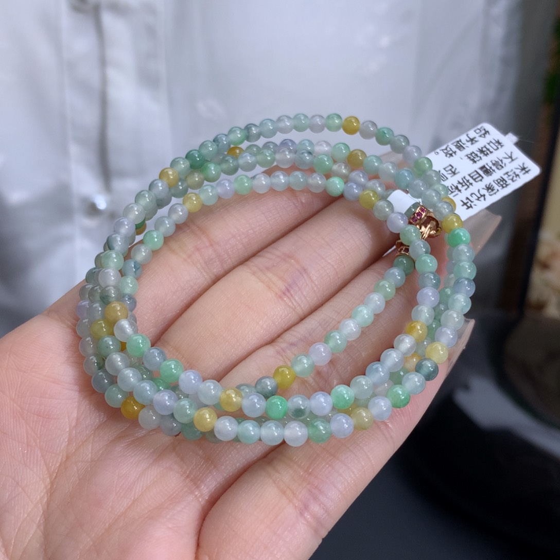 翡翠颈饰未镶嵌卡3.5冰润胶多宝