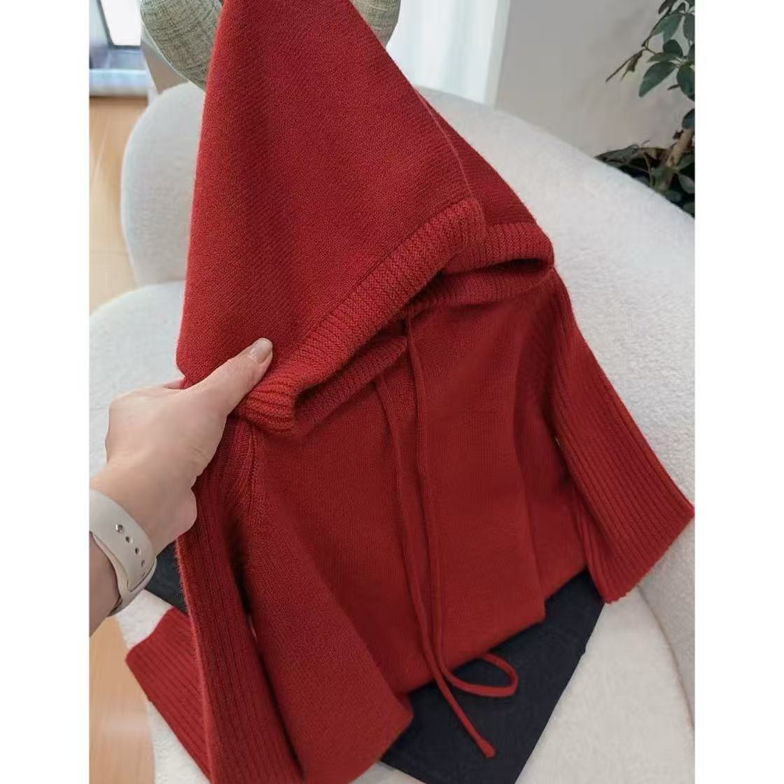 丽姐家~云朵红帽衫时尚休闲百搭女士保暖宽松加厚上衣