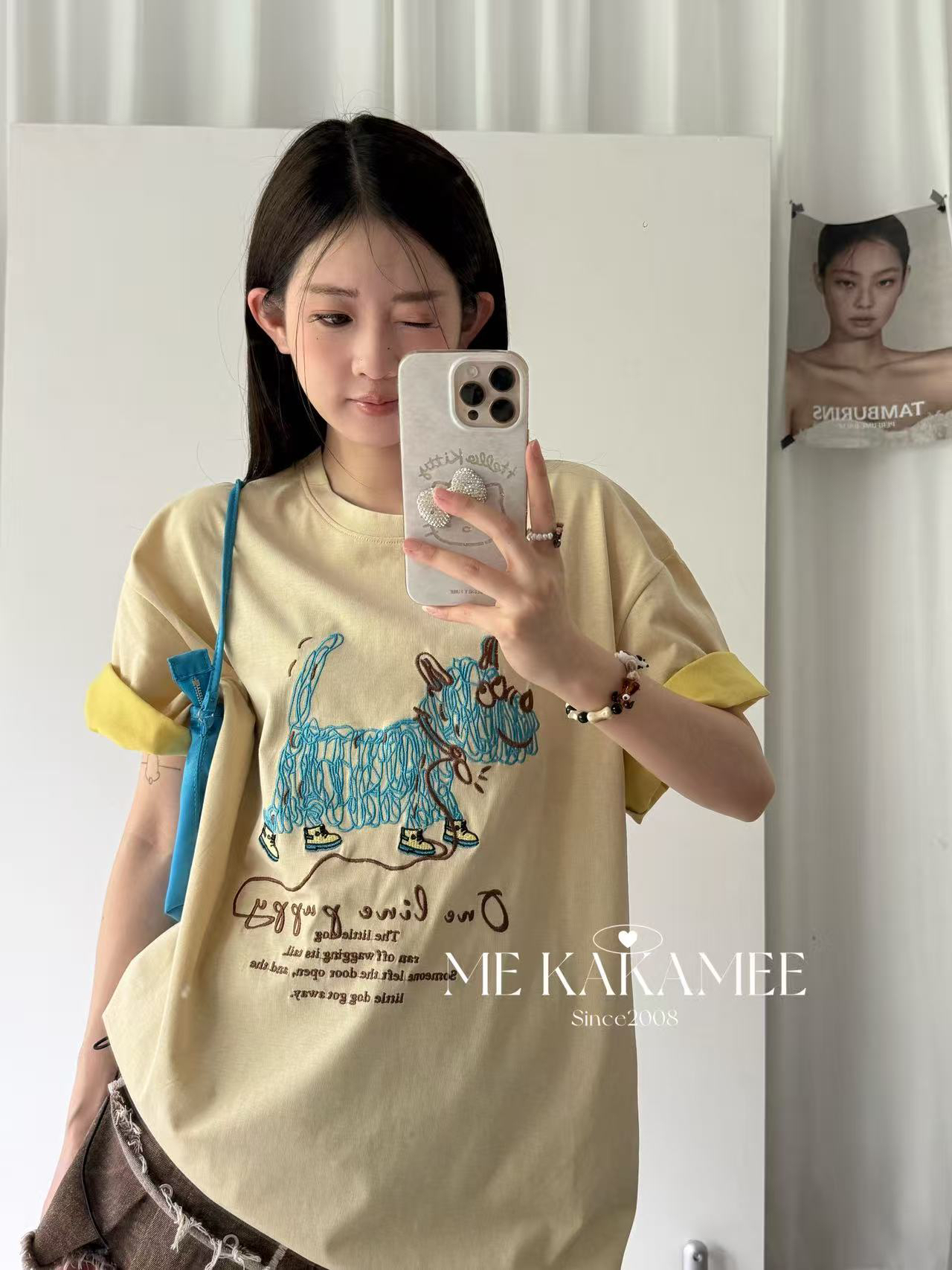 福秒-涂鸦狗狗！大版宽松印花T恤（KA8618#）KAKAME