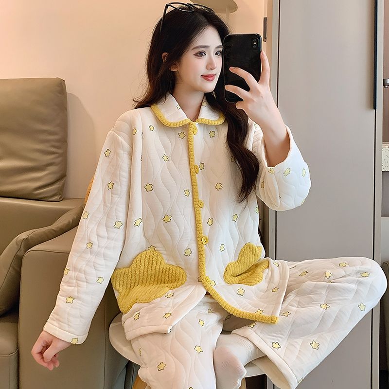 冬季保暖月子服空气棉产后产妇孕妇哺乳睡衣秋冬坐月子服家居套装