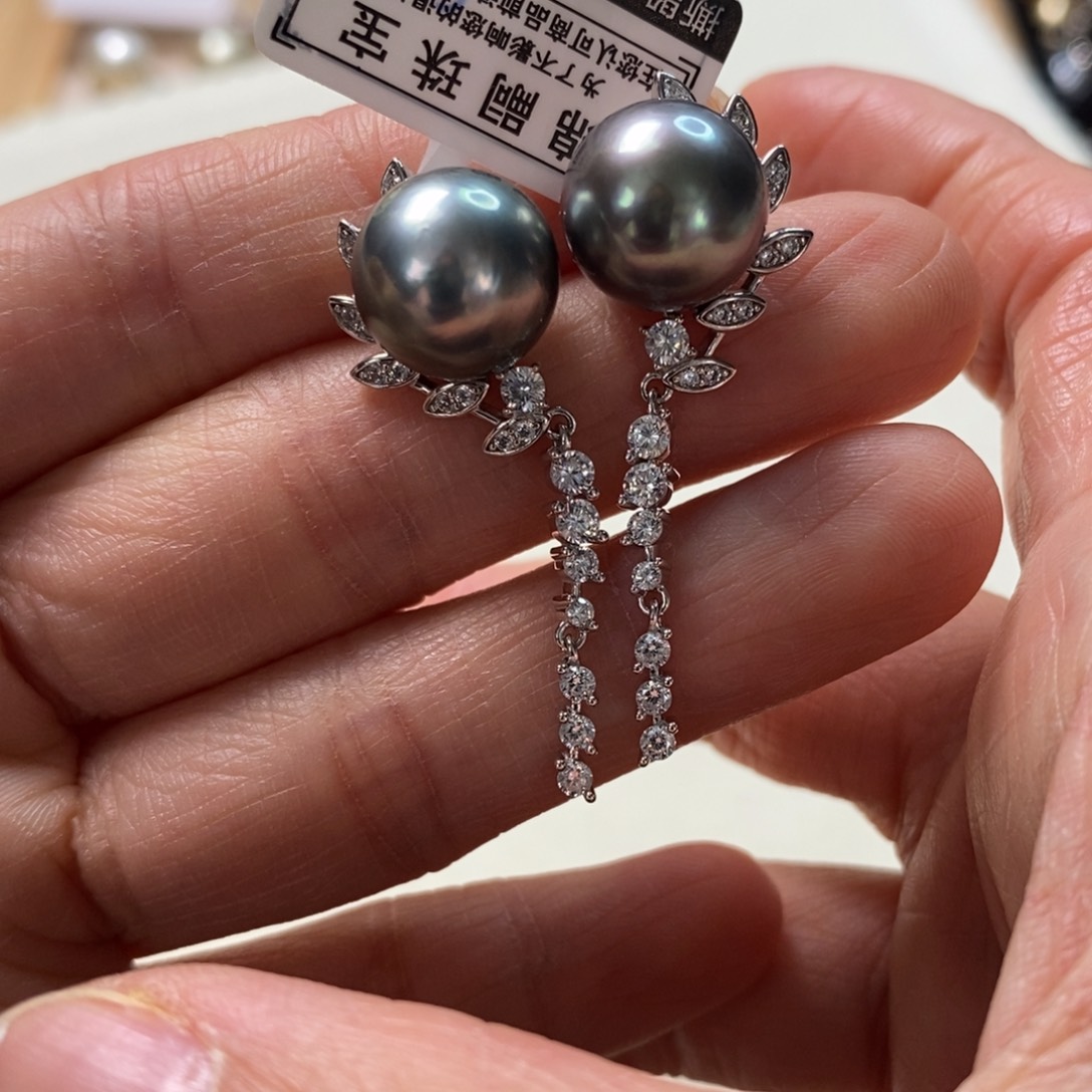 海水珍珠耳饰银S925镶嵌