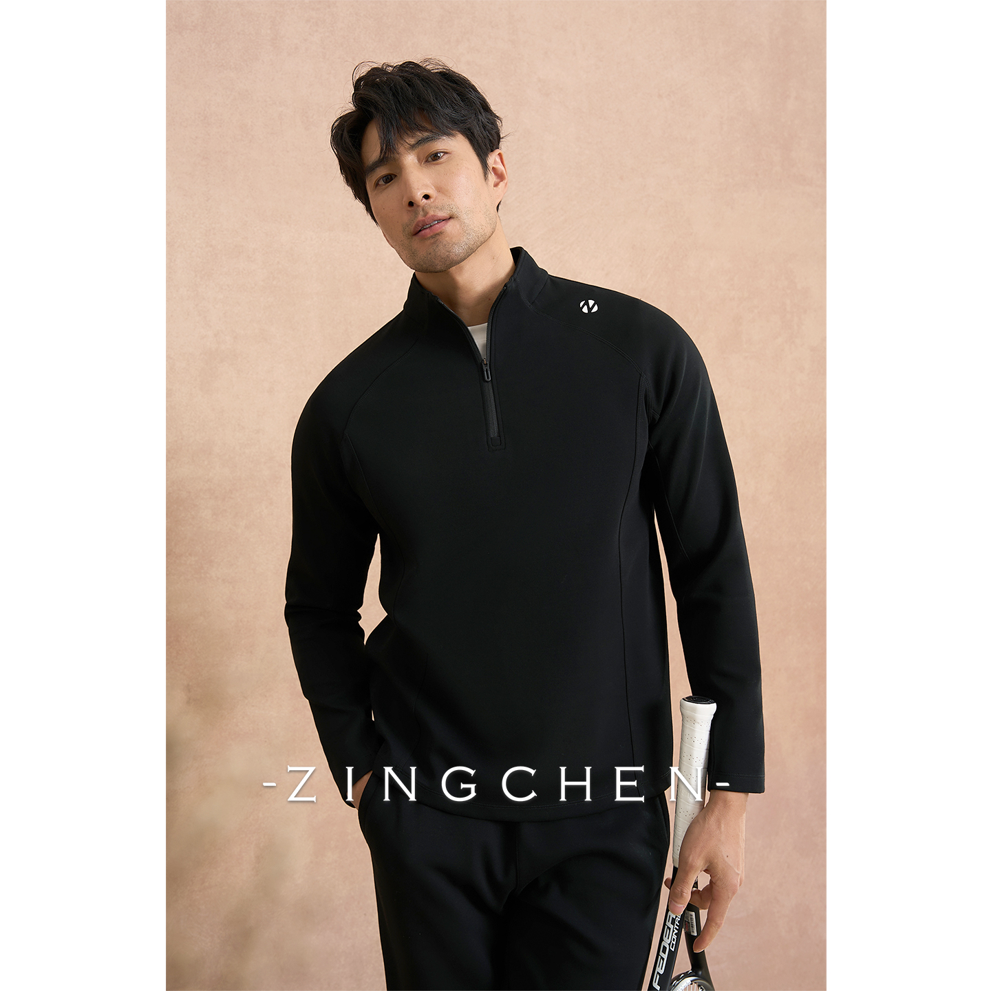 【时尚户外风】ZINGCHEN解构拉链半高领卫衣 春秋运动休闲套装男
