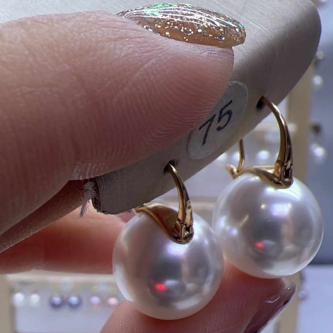 淡水珍珠耳饰18K金镶嵌