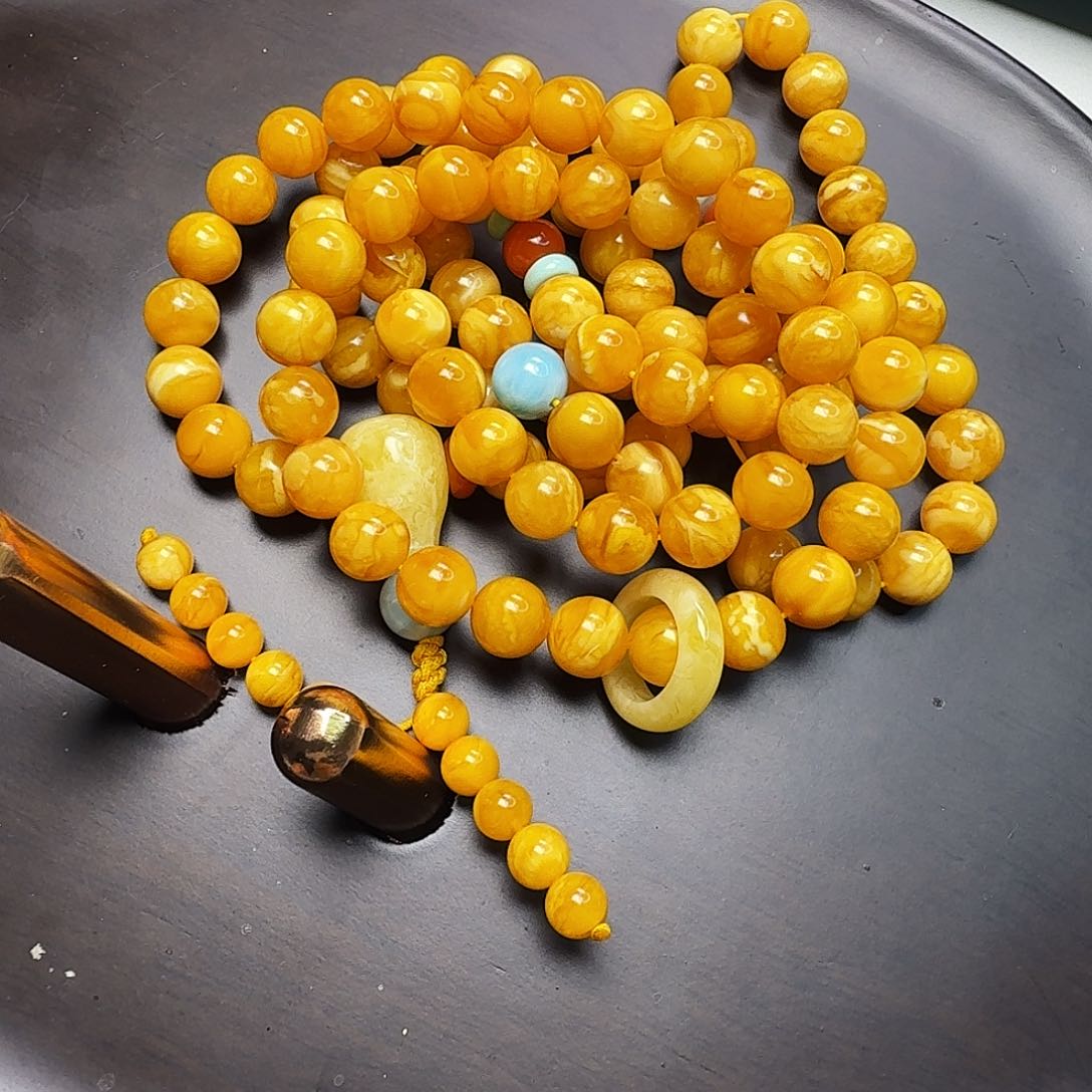 蜜蜡珠宝奇石未镶嵌好****?蜜蜡108佛珠