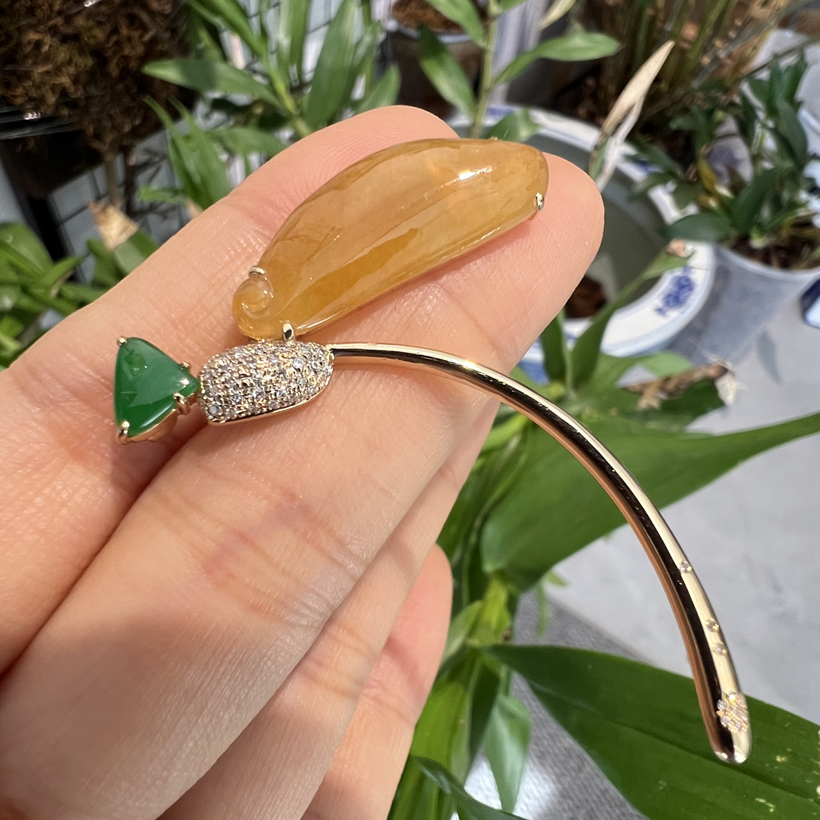 18k金缅甸翡翠蜻蜓胸针·彰显气质·极简大气