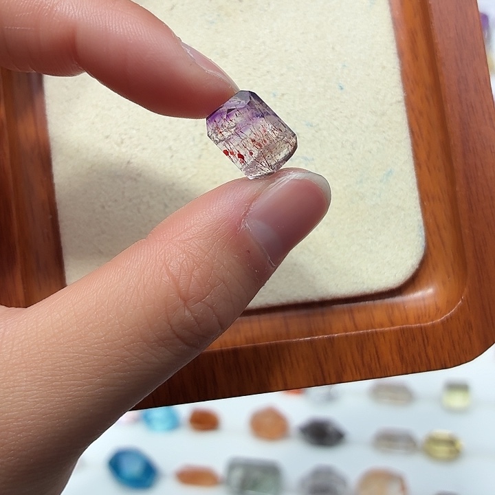 珠宝半成品水晶银S925镶嵌紫超七随型