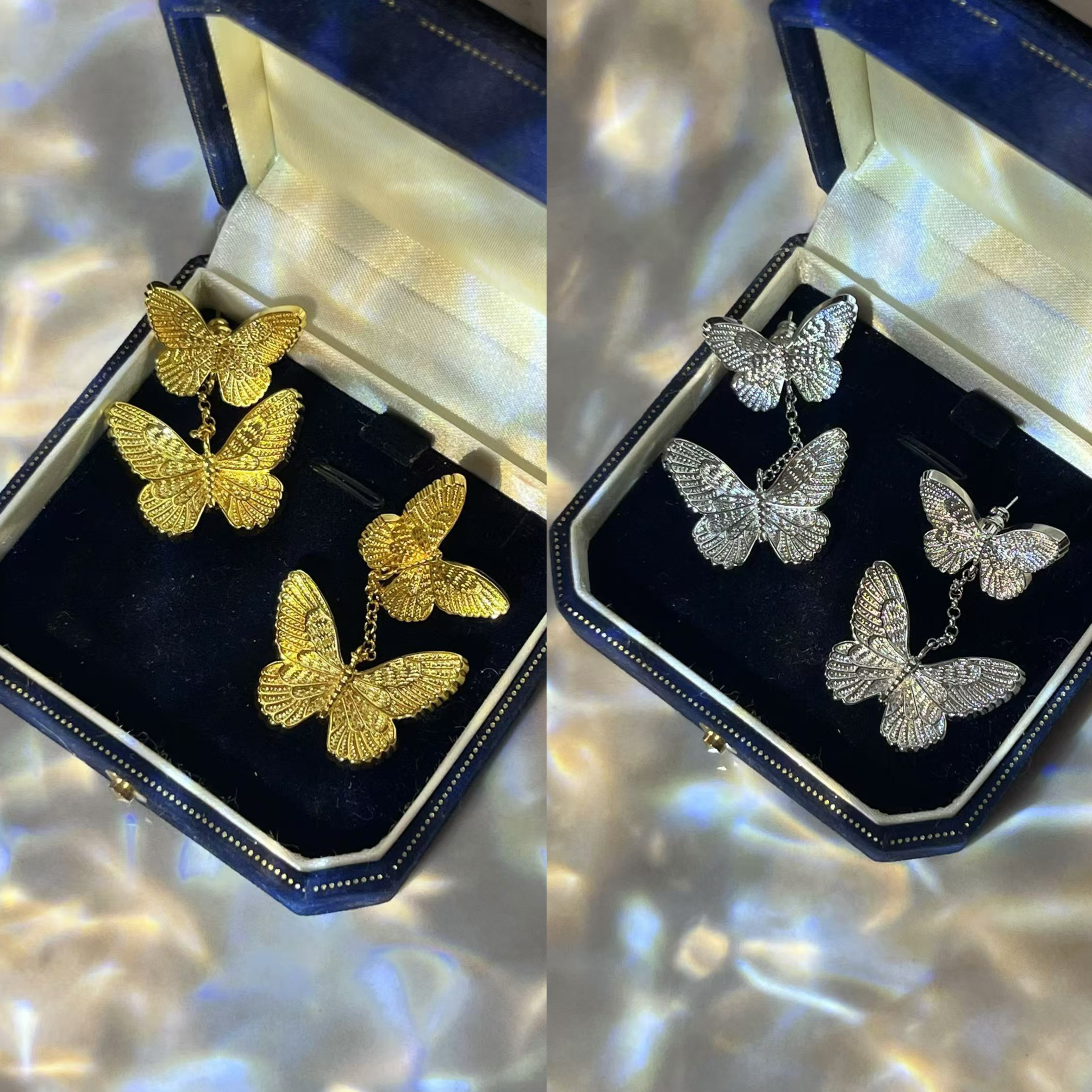 铜合金耳饰 金色蝴蝶精致耳环 B0996